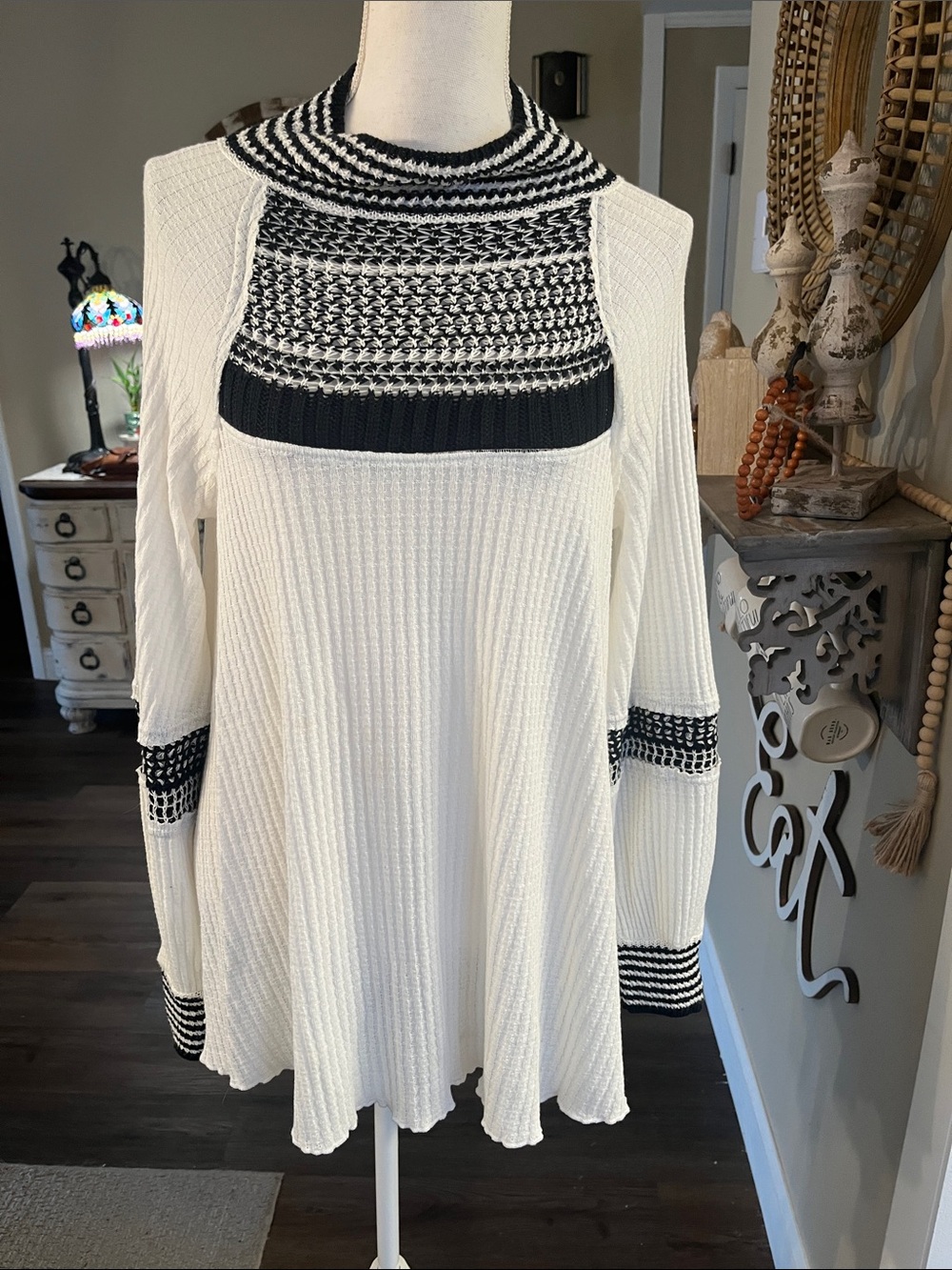 Free People Tunic with Black Knit Yoke